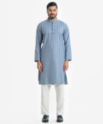 Blue Cotton Slim Fitted Panjabi - Image 5