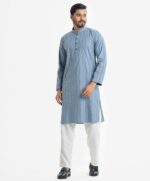 Blue Cotton Slim Fitted Panjabi - Image 3