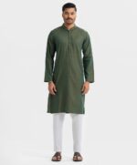 Green Jacquard Slim Fitted Panjabi - Image 4