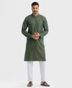 Green Jacquard Slim Fitted Panjabi