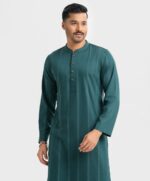 Green Jacquard Slim Fitted Panjabi - Image 5