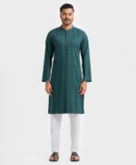 Green Jacquard Slim Fitted Panjabi - Image 3